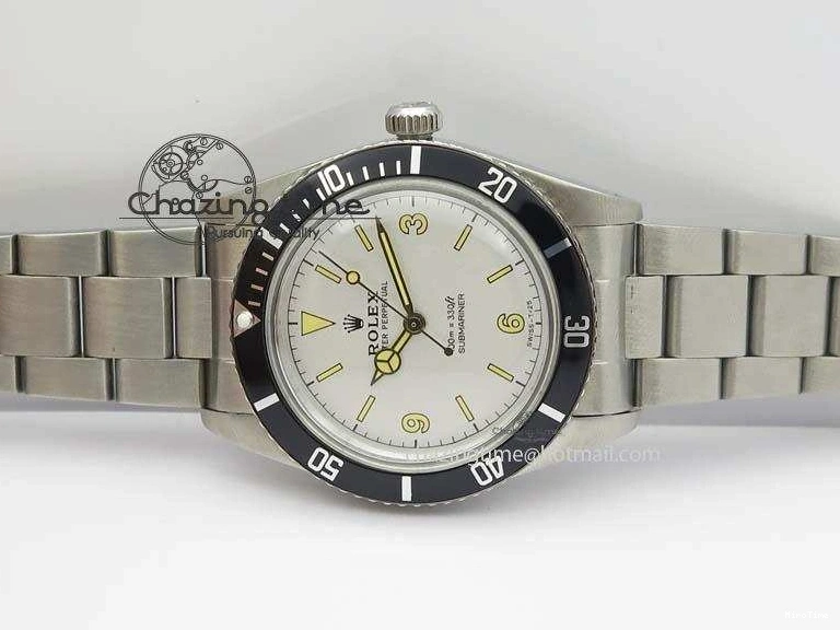 MiroTime 0421 ComfortFit Vintage 1680 Submariner No Date SS White Dial On SS Bracelet A 3855
